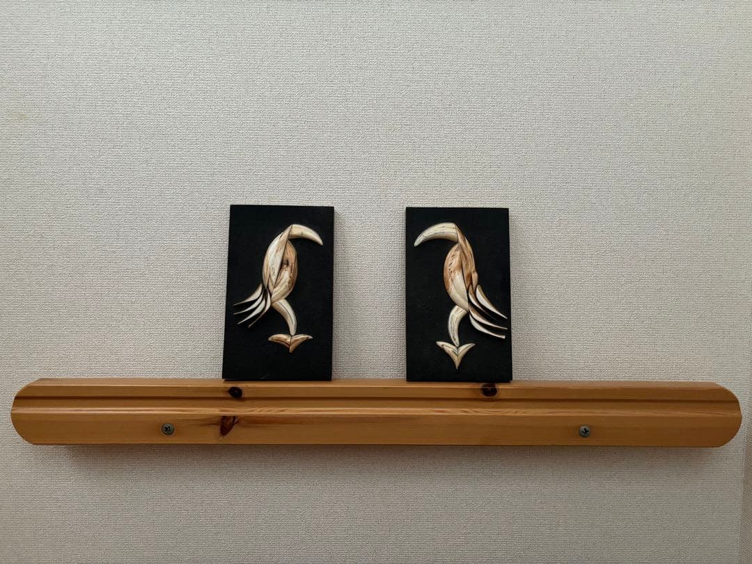 壁掛け　壁飾り　アート　一対の鳥　アフリカ産