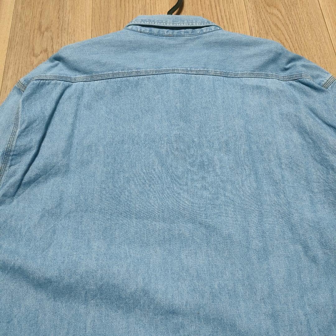 【90s香港製】ディズニー デニムシャツ 刺繍 ミッキー XL オールド古着