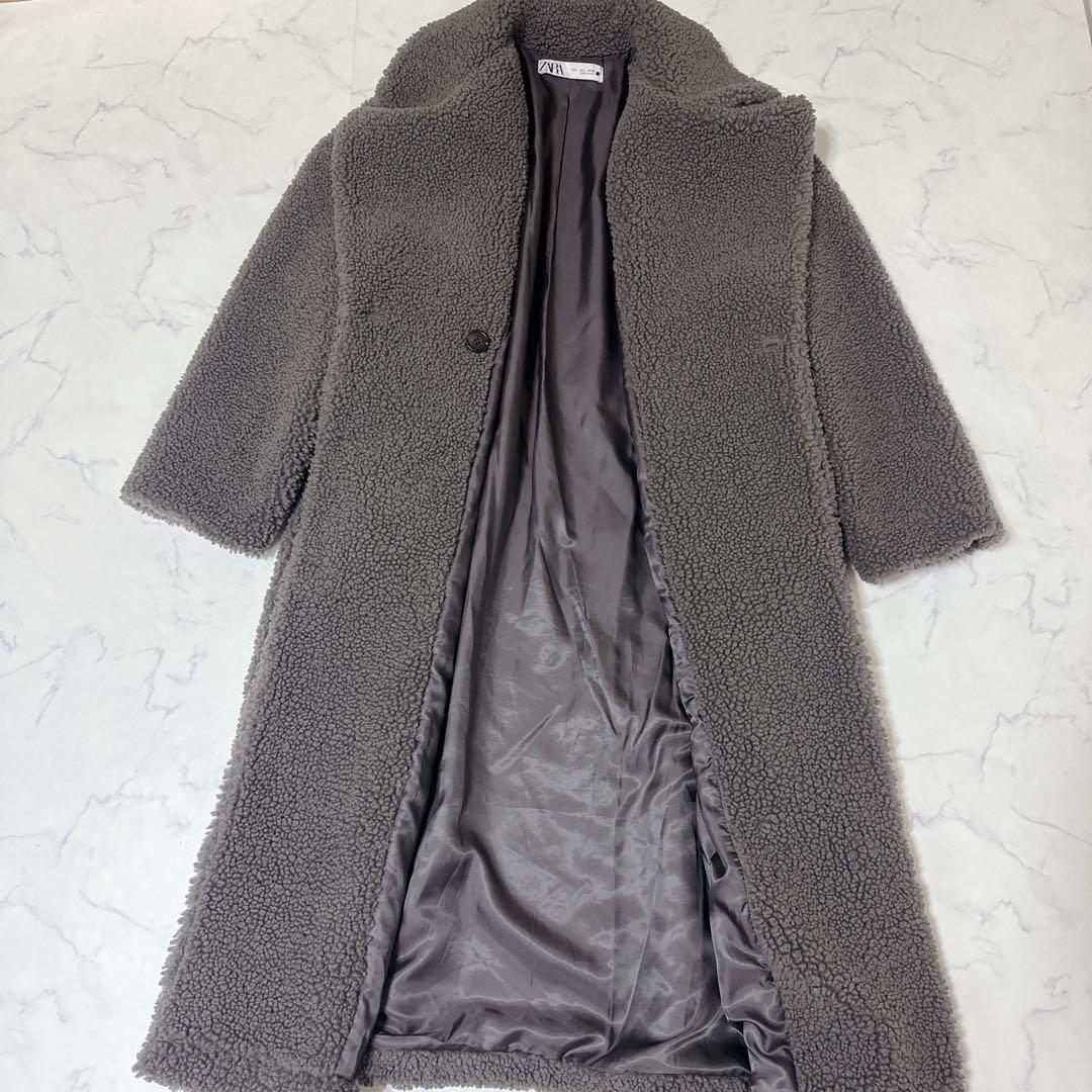 ✨美品 即完売品✨ ZARAダブル テディベアコート ボア グレー ロング L