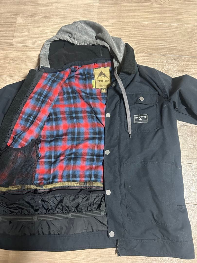 BURTON スノーボードウェア Mサイズ 黒 黄 フード付き