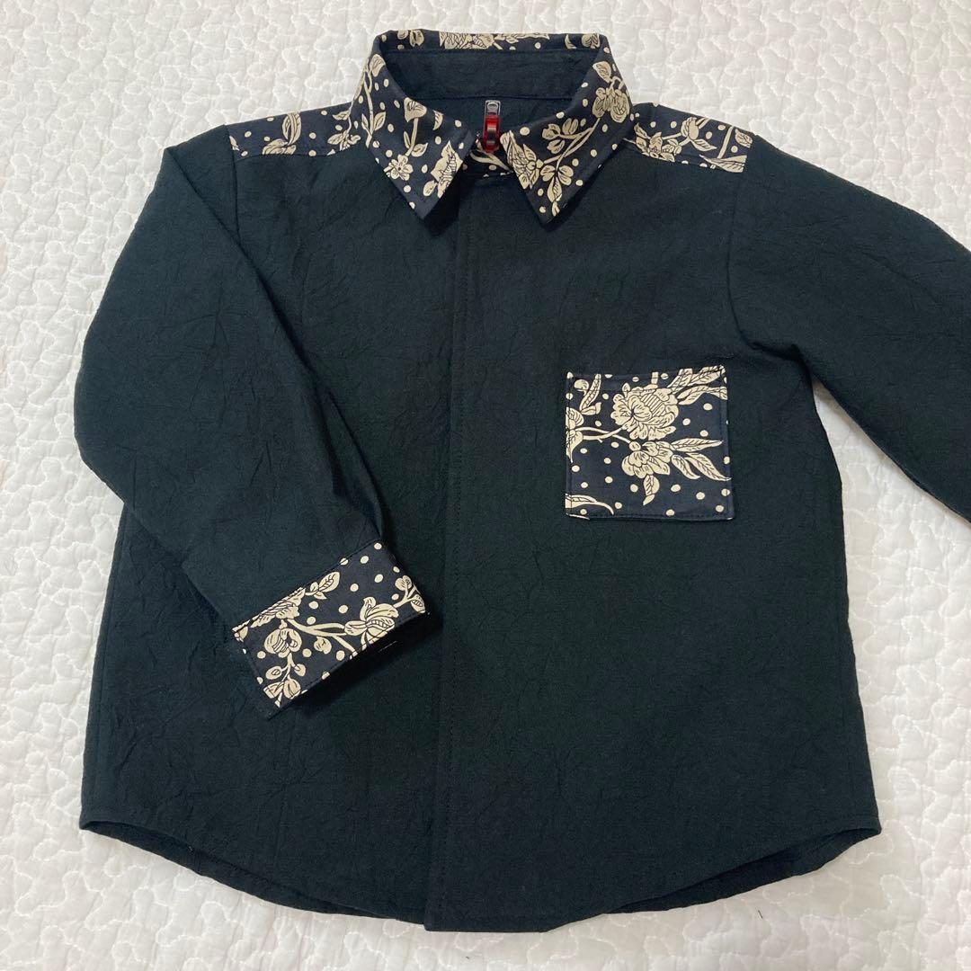 ピンパネールのパープル　セーラーカラー　ワンピース　ハンドメイド