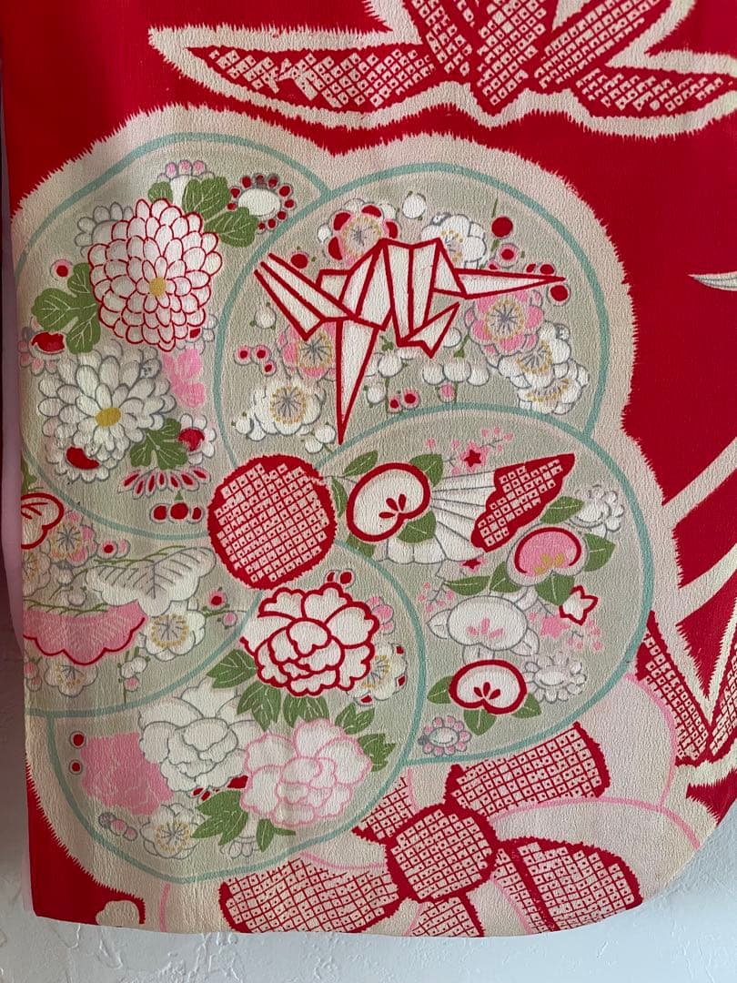 七五三　三歳　アンティークお着物セット　おまかせ髪飾り付き