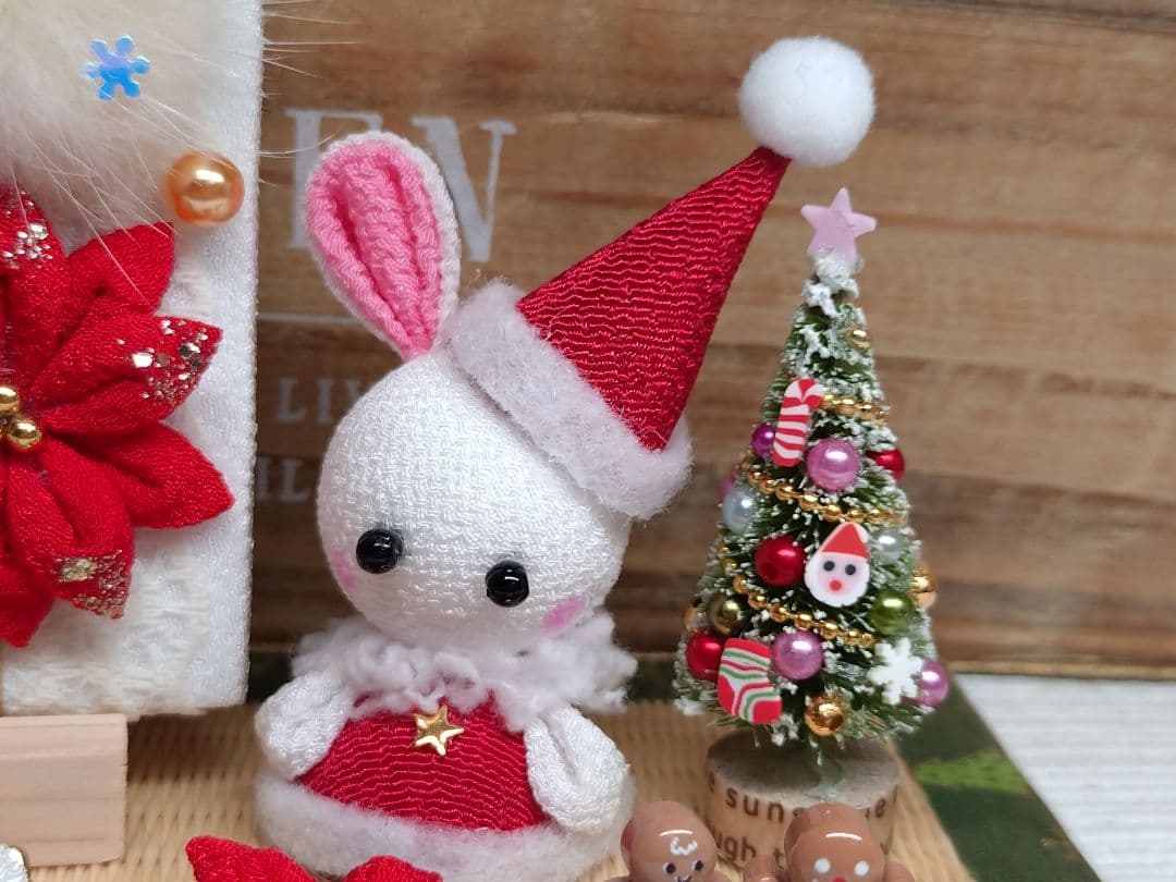 ♦No.18☆クリスマス飾り*☆サンタうさぎちゃんと可愛いピンクツリー♦他