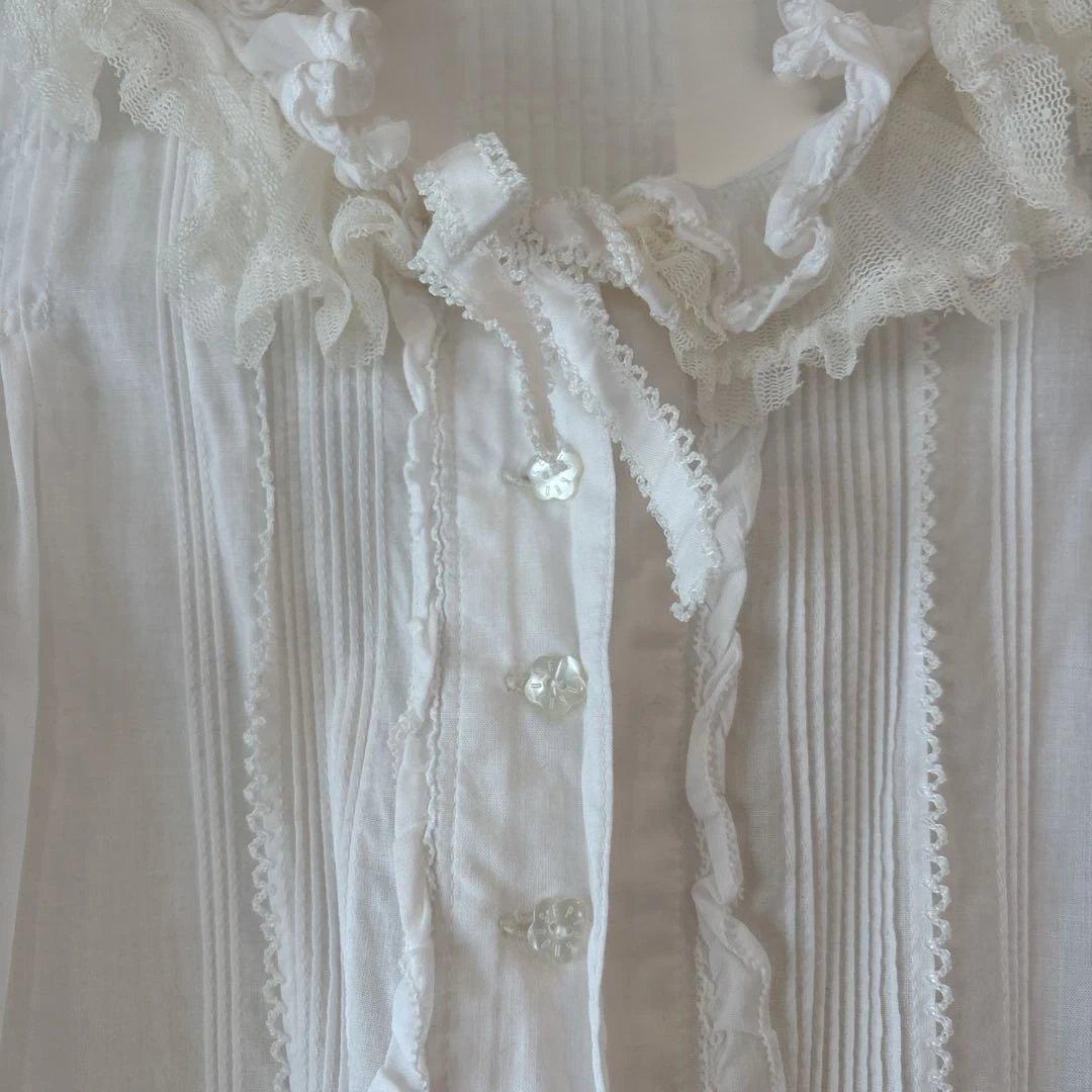 【PINKHOUSE】フリル付きホワイトシャツ 半袖