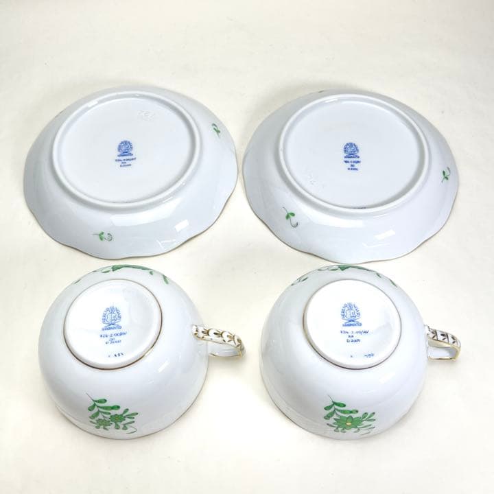 ヘレンド アポニーグリーン トリオセット　カップ・ソーサー プレート