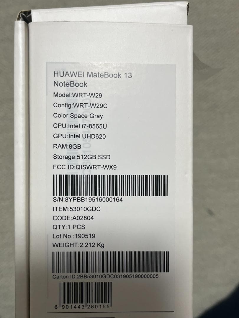 Windowsノート本体 HUAWEI MATEBOOK 13 [CORE-i7/8G/512G]