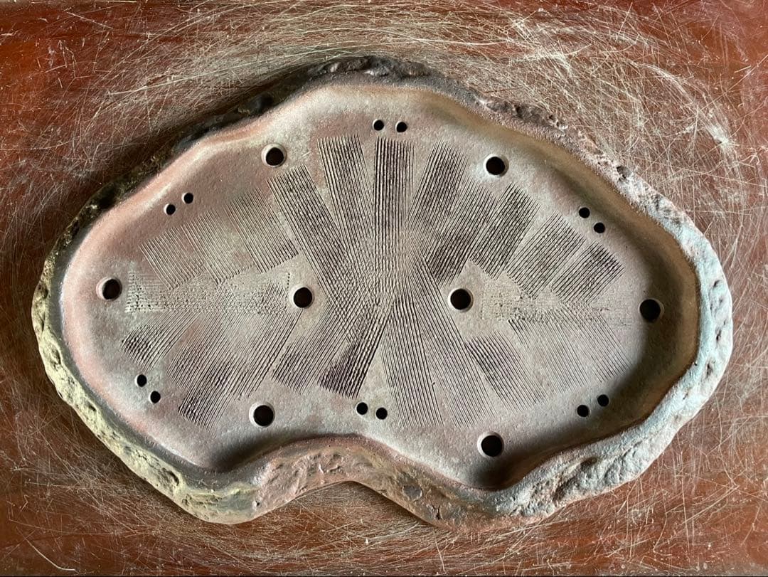 白木盆栽園　松泉作　創作鉢　変わり鉢　横37.5センチ　盆栽鉢十王堂松泉山秋松泉