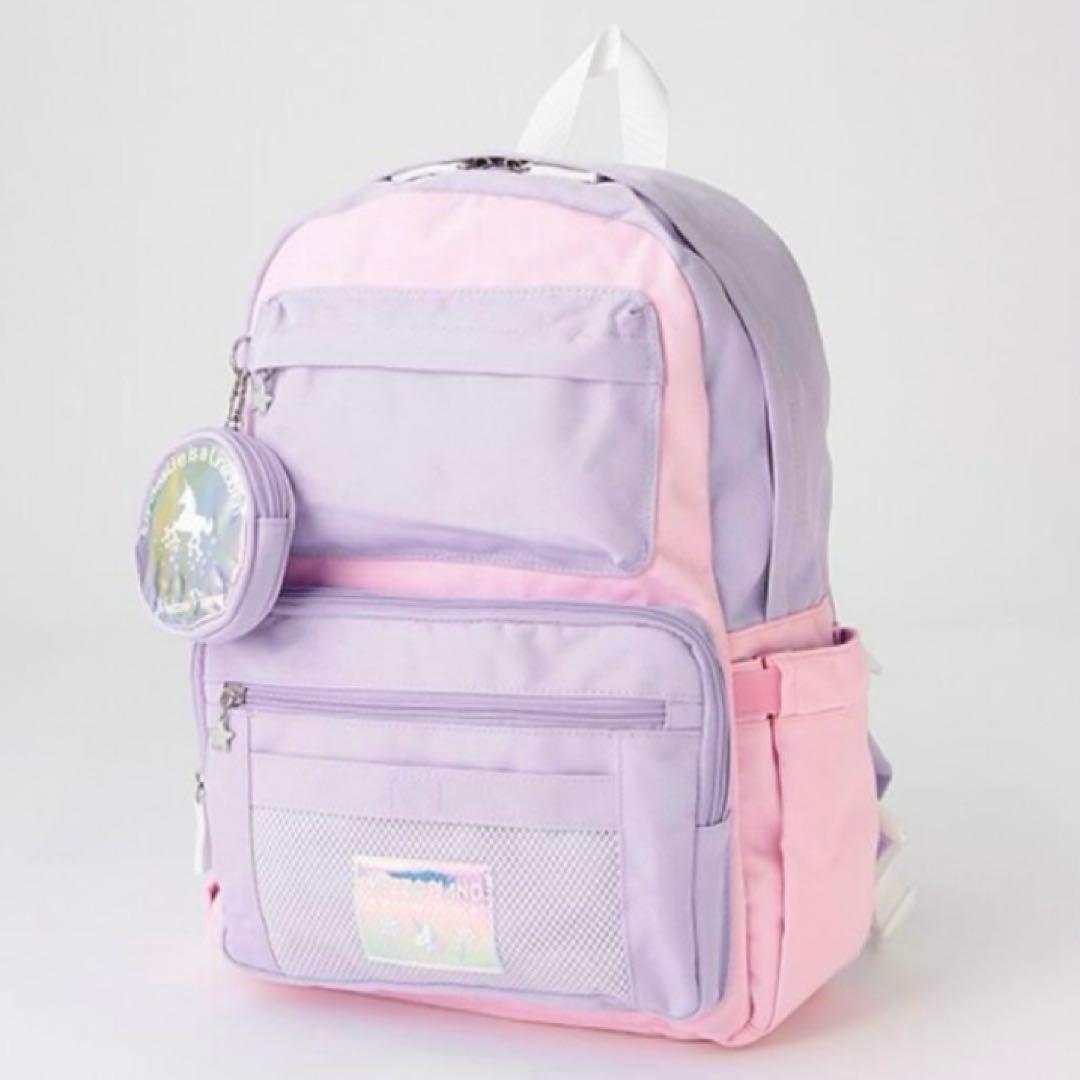 メゾピアノ ポーチつき　マルチカラーナイロンリュック　大