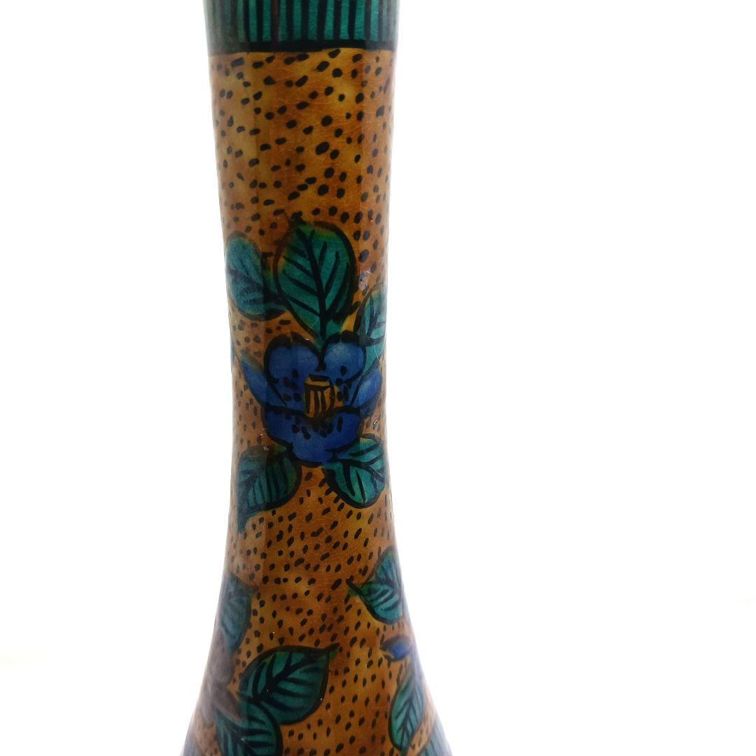 Y3122-38 東健治郎作 青九谷 花瓶 高さ25㎝ 共箱