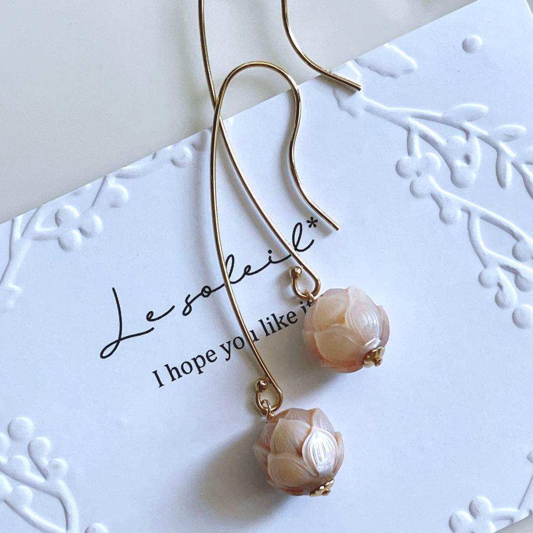 希少✧白蝶真珠ピアス✧蓮