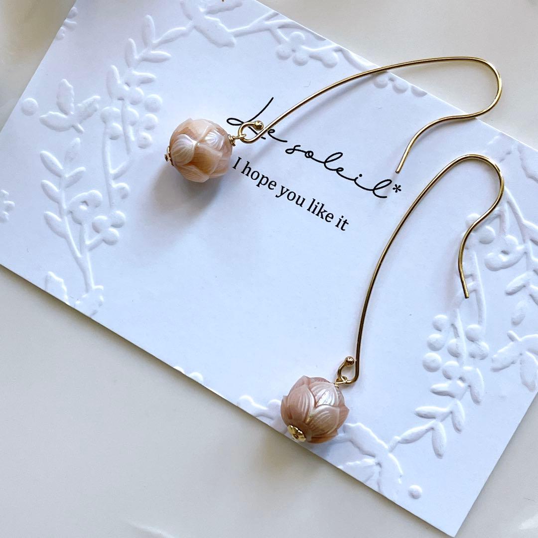 希少✧白蝶真珠ピアス✧蓮