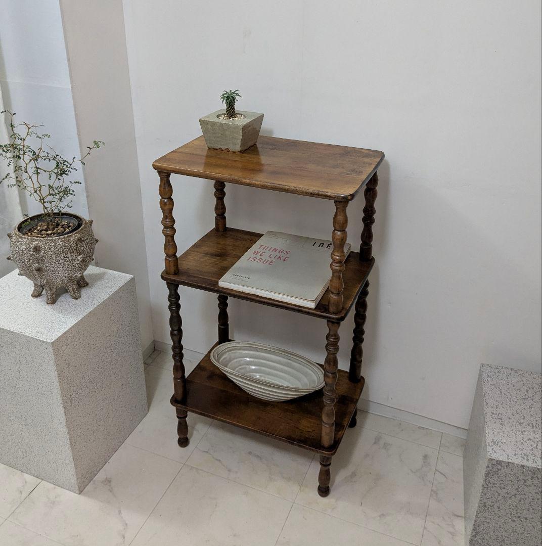 木製 アンティークテイスト 3段シェルフ ラック フレンチ クラシカル レトロ