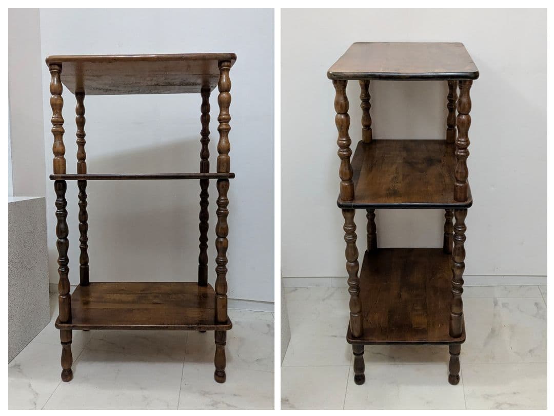 木製 アンティークテイスト 3段シェルフ ラック フレンチ クラシカル レトロ