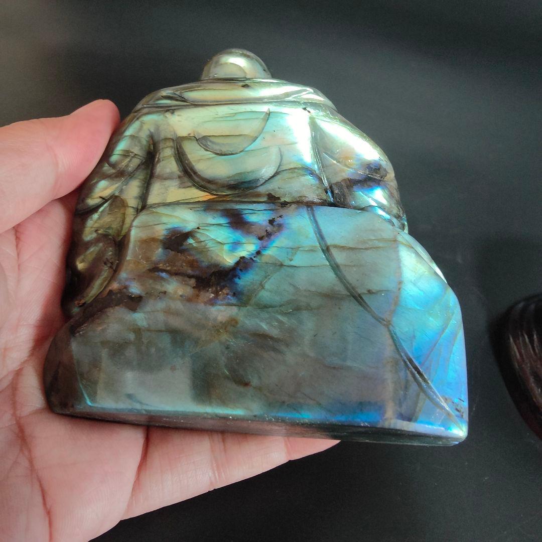 超美品　ラブラドライト　布袋様　天然石　風水　鉱物　パワーストーン　七福神　金運