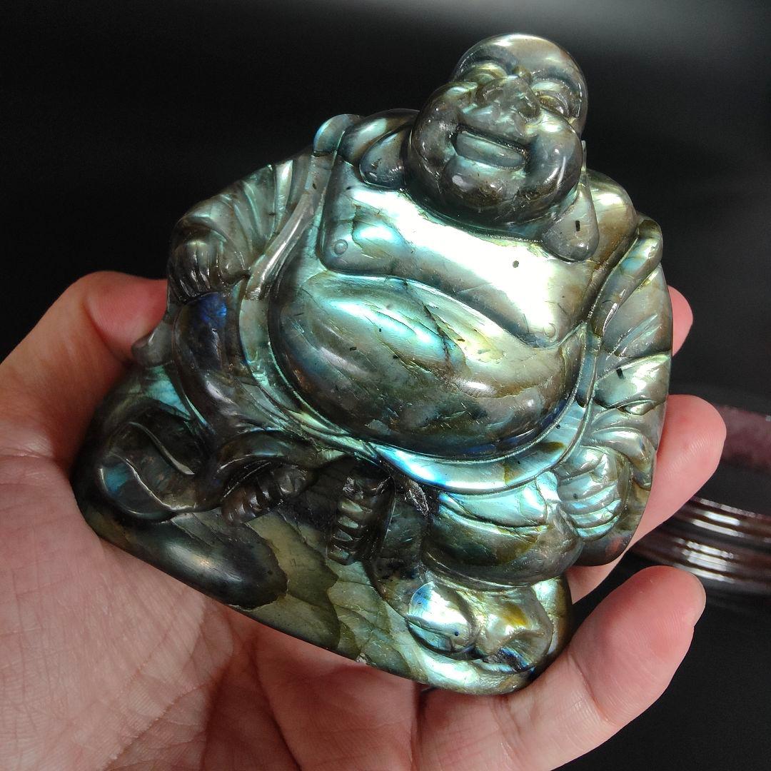超美品　ラブラドライト　布袋様　天然石　風水　鉱物　パワーストーン　七福神　金運