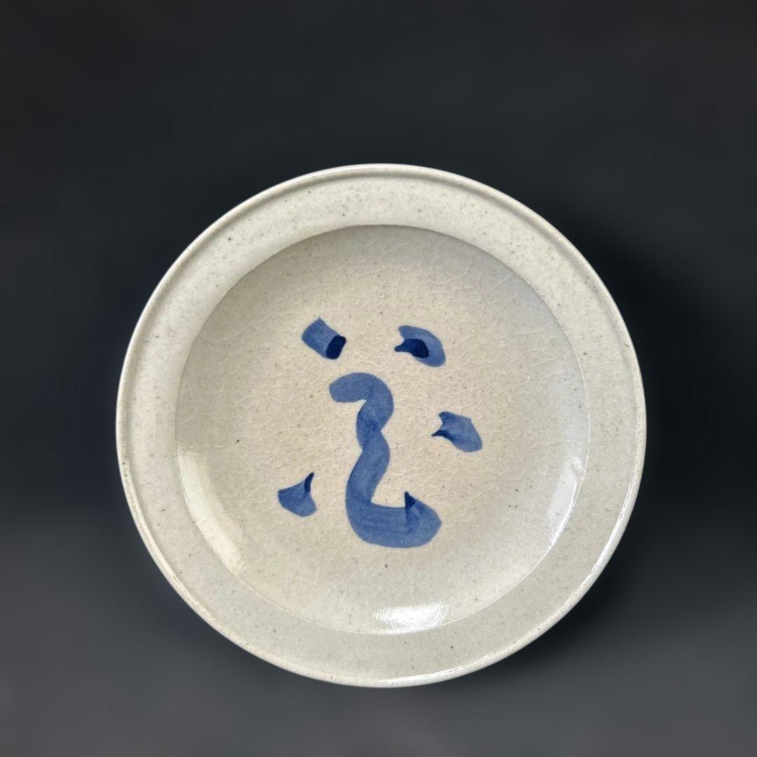 膳所焼　ぜぜやき　淡海ぜぜ　陽炎園造　染付　銘々皿　5枚セット　共箱付　在銘