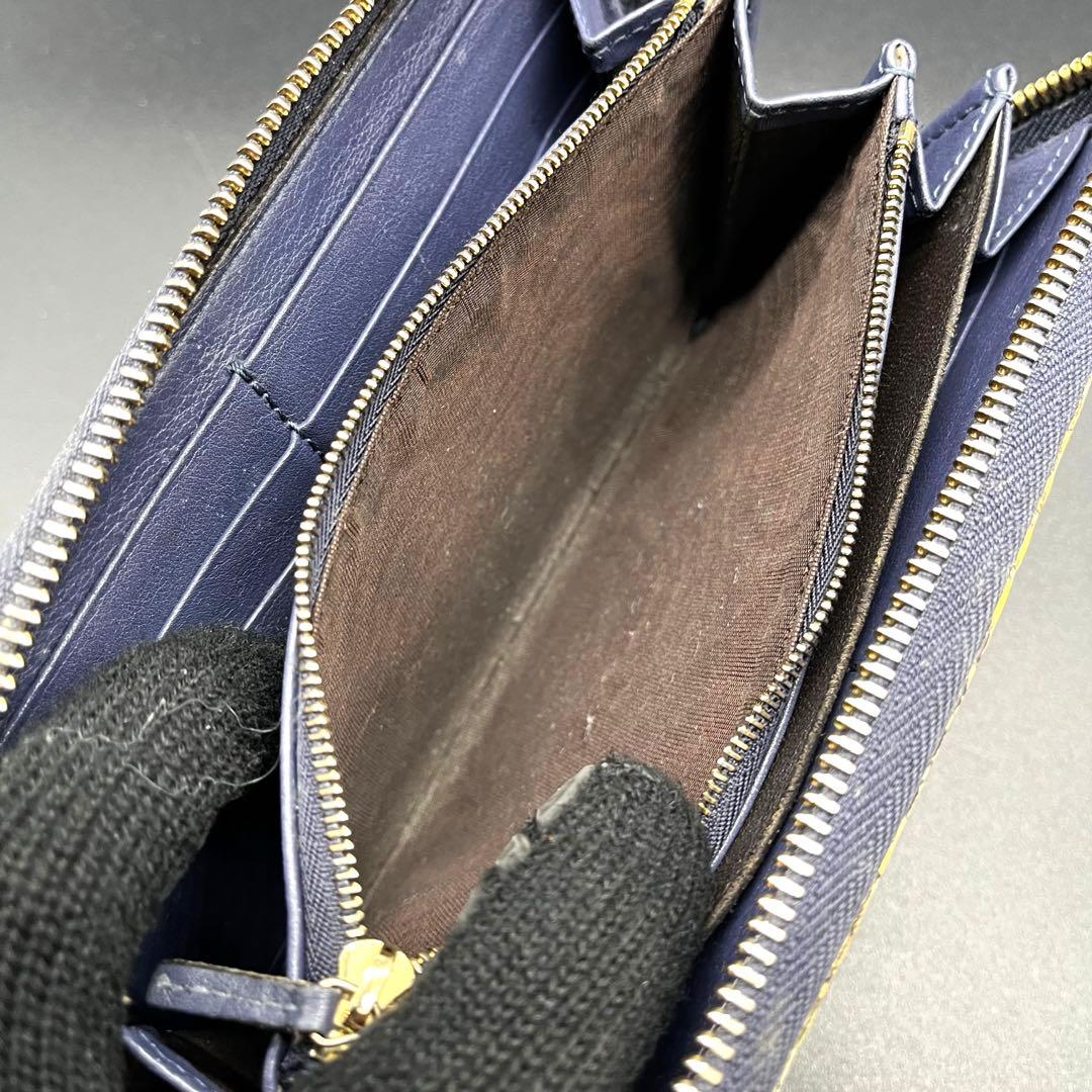 希少✨グッチ 長財布 ラウンドファスナー パイソン バンブー ブルー×イエロー