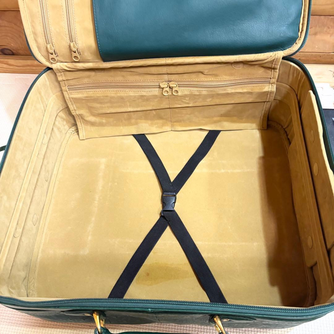 【希少】オーストリッチ キャリーケース グリーン JRA認定タグ付き 本革