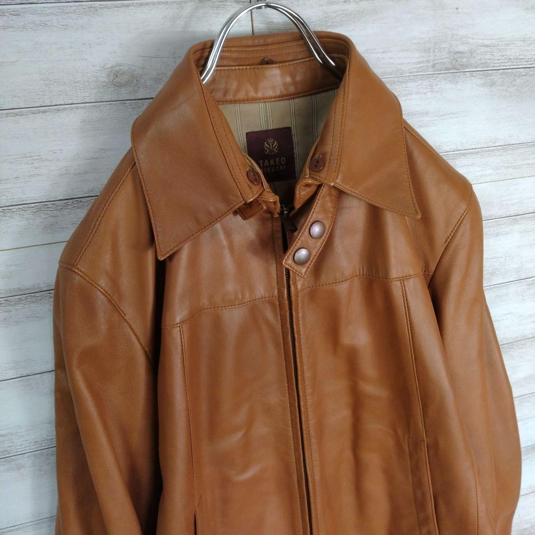 メンズ☆美品☆タケオキクチ　レザージャケット　羊革　本革　ラムレザーMライダース