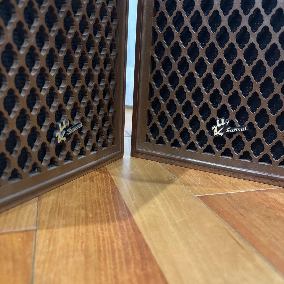 【名機】Sansui SP-10 ビンテージスピーカー 格子グリル 木製 美品