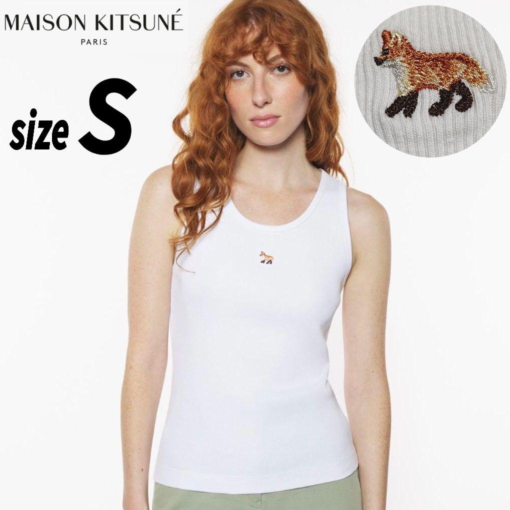 【未使用級】メゾンキツネ BABY FOX 刺繍 リブ編み タンクトップ S