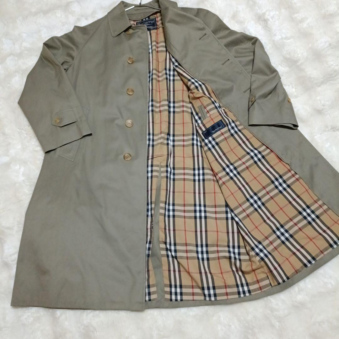 良品✨ バーバリー ステンカラーコート ノバチェック メンズ カーキ L