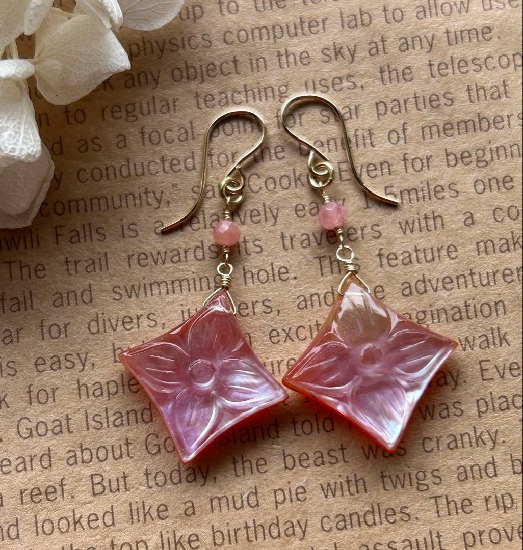 ハニーフラット様✨ピンクアメジスト×MOP&パープルピンクサファイアのピアス他