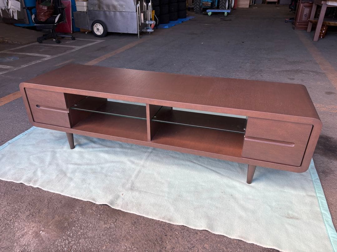 手渡し可 美品 カンディハウス テレビボード エクリプス ガラス棚付 ブラウン