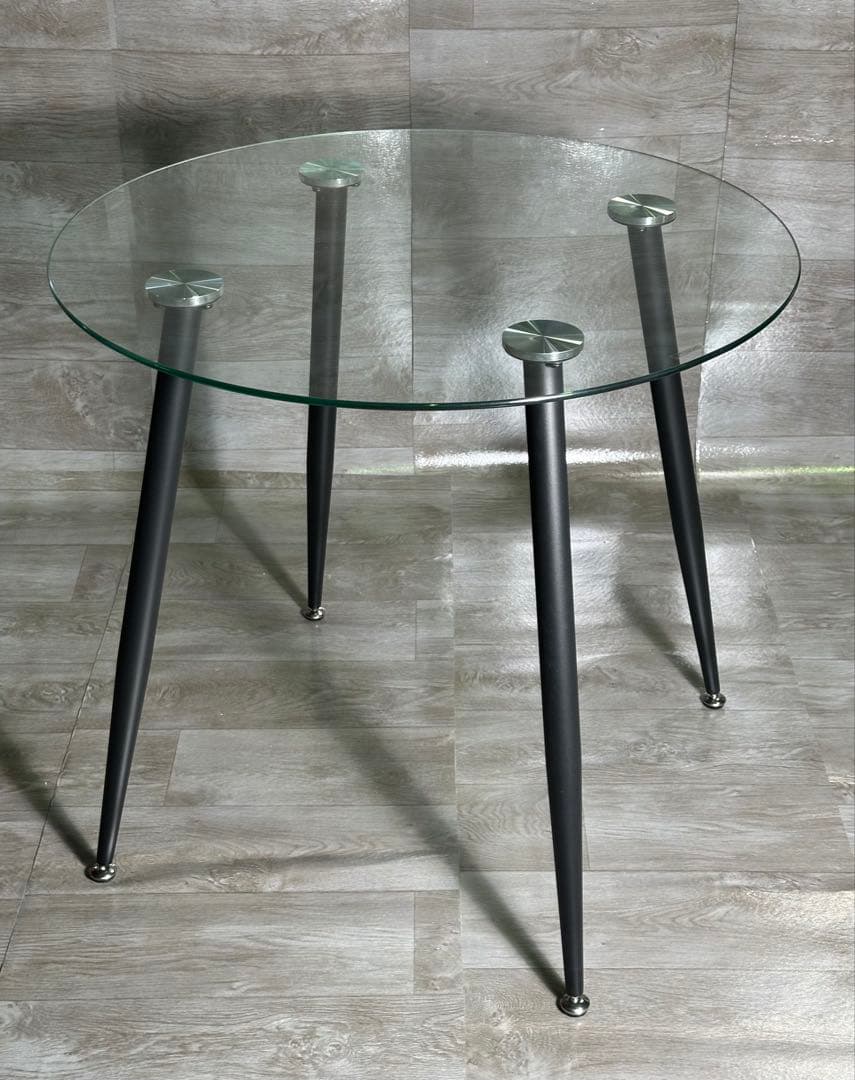 丸テーブル オシャレ 強化ガラス テーブル ラクラク組立 新品 未使用