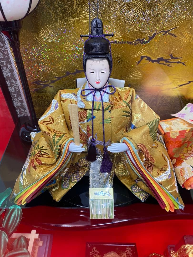 東京久月　雛人形　親王飾りアクリルケース入・間口約５６×奥行約３３×高さ約４０㎝