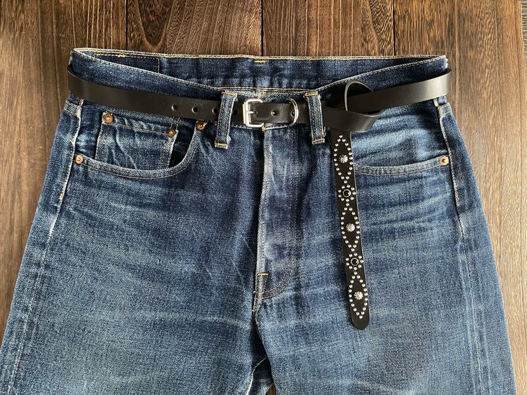 ナローロングベルト　シルバー　サドルレザー　oval+ HTC CALEE