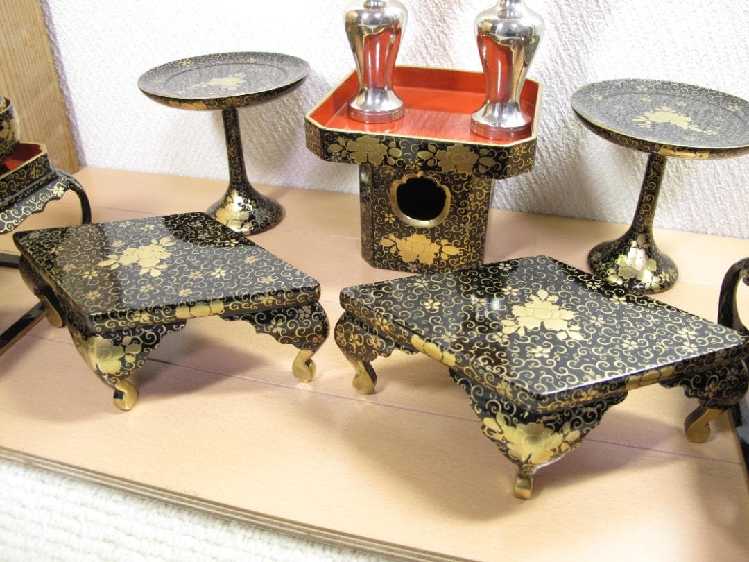 雛道具　本金特製　掛盤揃　四五　木製　昭和９年　木箱入り アンティーク 時代物