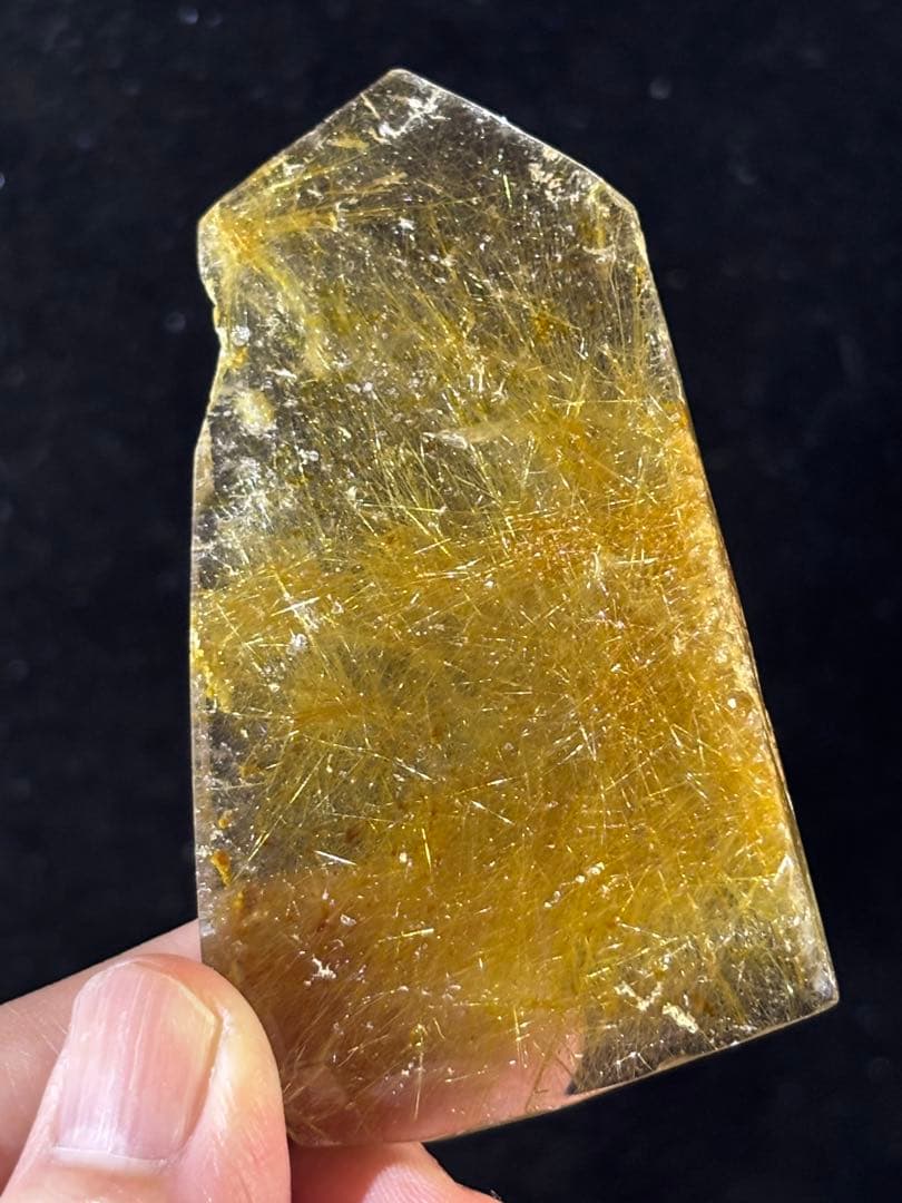 ゴールドルチルクォーツスラブ　プレート　かわいい　買い得　天然石