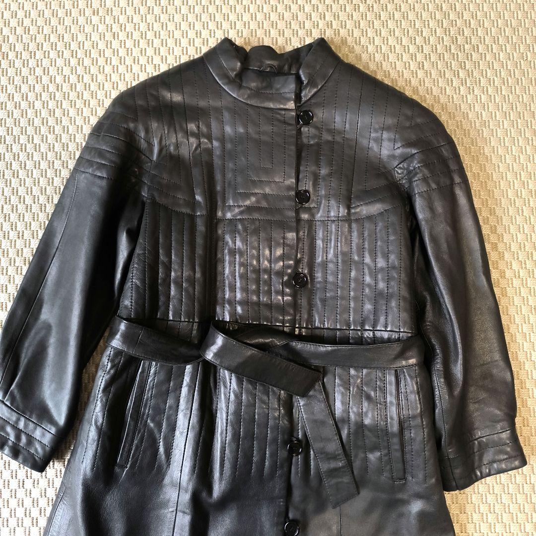 white bear レザーコート　レザー　ロングコート　本革　M