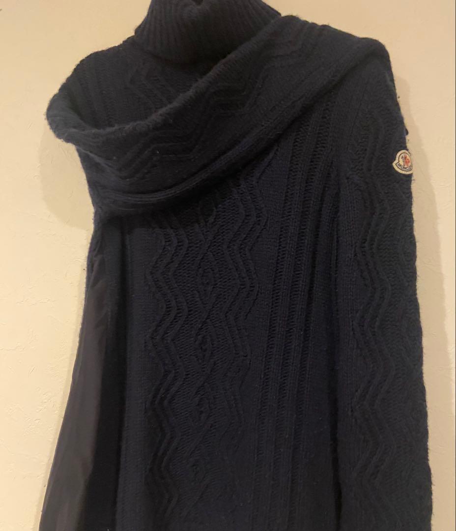 MONCLER ネイビー ケーブルニット タートルネック