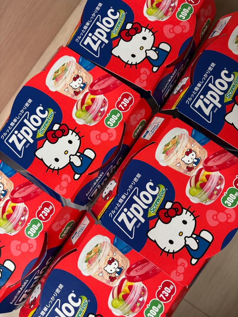 ジップロック　コンテナ　キティ　スクリューロック　300ml＆730ml ６個