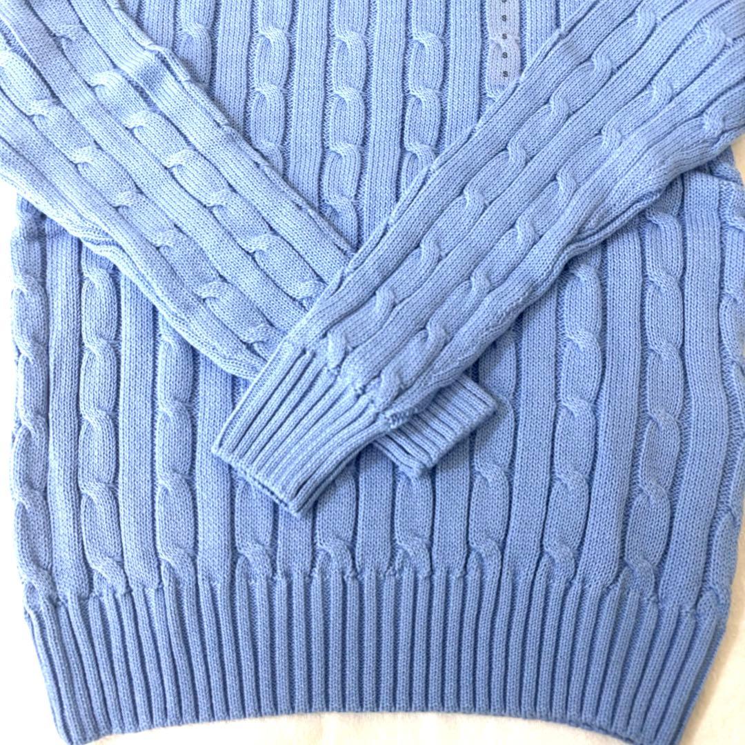 ポロラルフローレン レディース ケーブルニット ピマコットン 青 水色 S