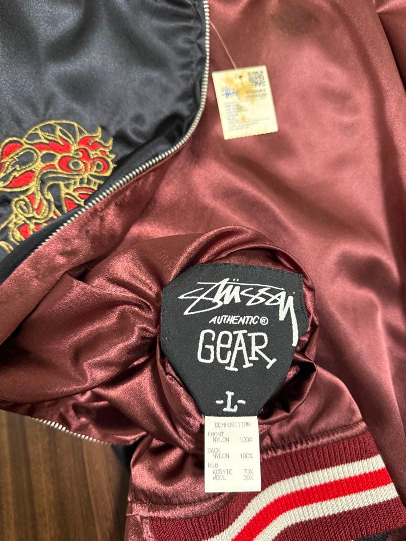 OLDStussy スカジャン 黒 サテン刺繍