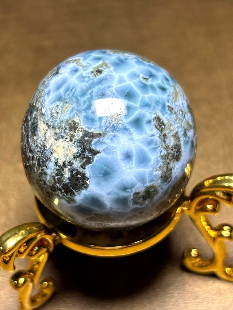 【新入荷】希少　ラリマースフィア母岩付き（新品未使用）32.3㎜ブルーグリーン