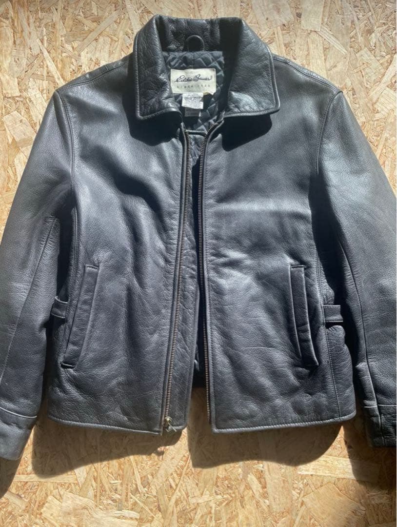 00s Eddie Bauer ジップアップレザージャケット 本革