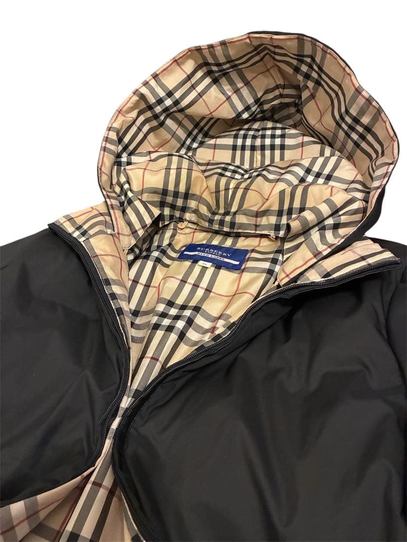 極美品 バーバリー ダウンジャケット フード 2way ノバチェック 黒