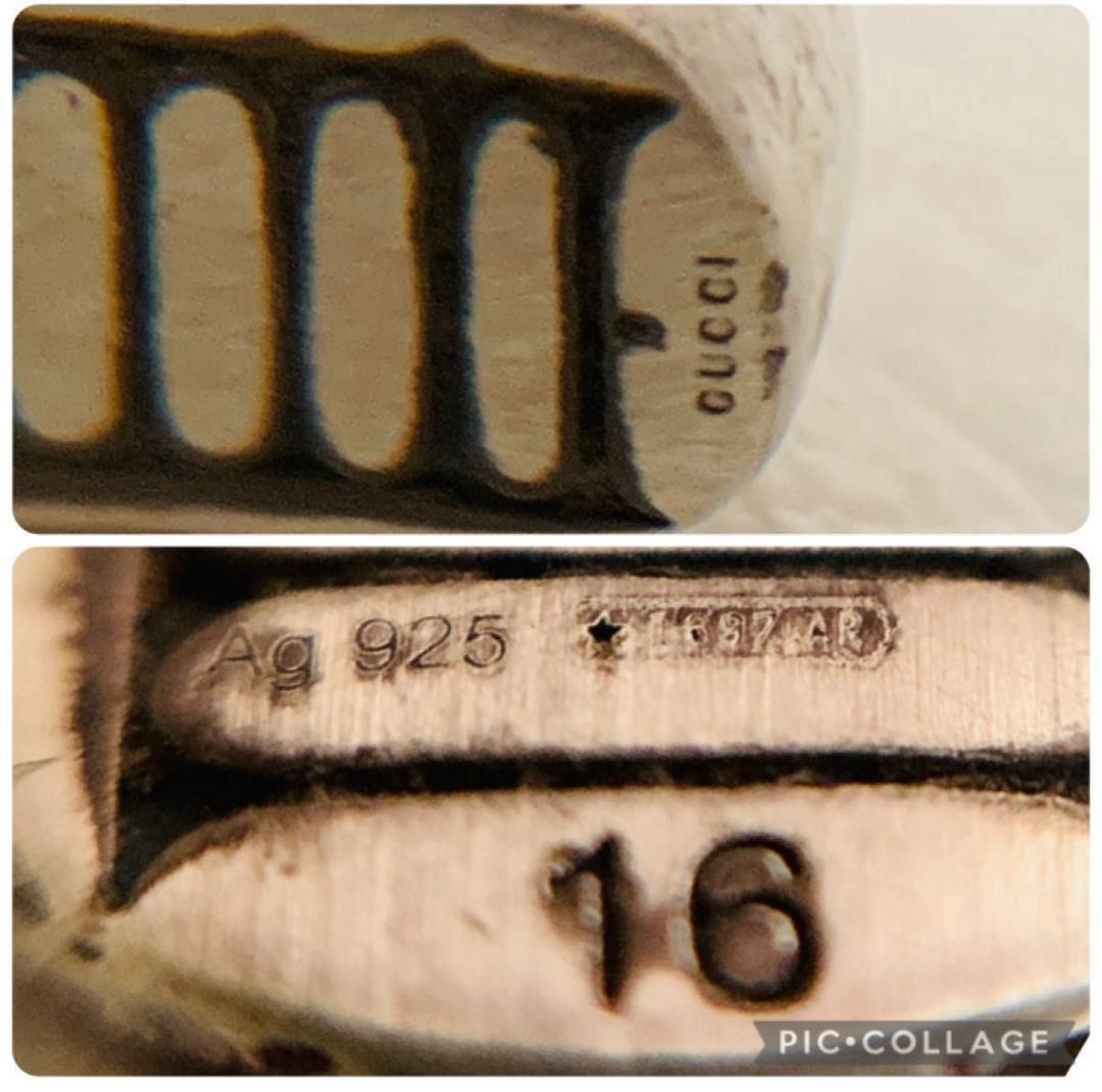 グッチ 925 マーモント バングル 16 ブレスレット 燻し gg ダブルG