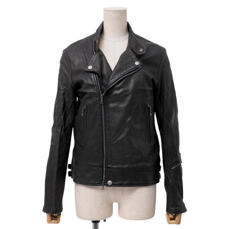 美品 MACPEE トゥモローランド レザージャケット スタンドカラー M 黒