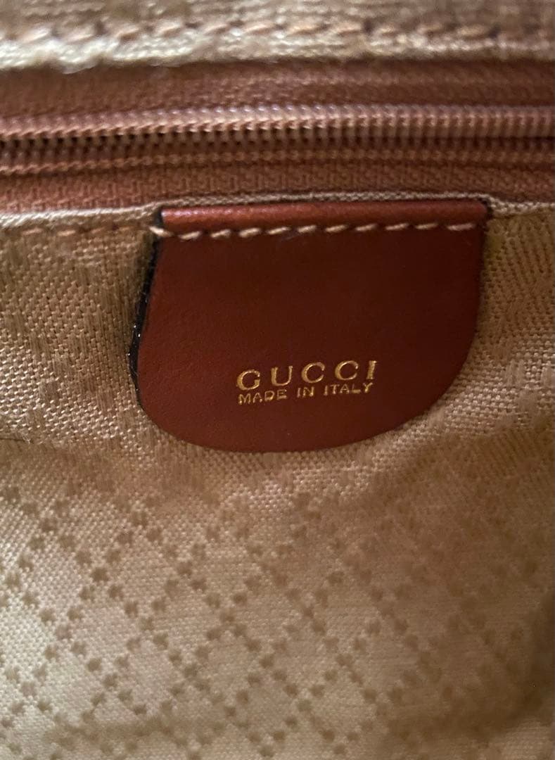 正規品GUCCI グッチ　バンブーレザーリュック 説明書・保存袋付き　茶ブラウン