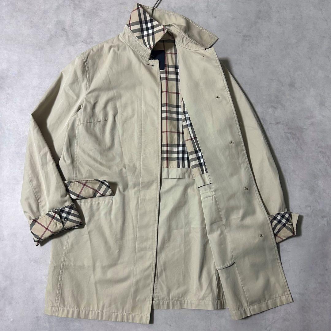 美品✨バーバリーロンドン ステンカラーコート　比翼 ロングノバチェック ベージュ