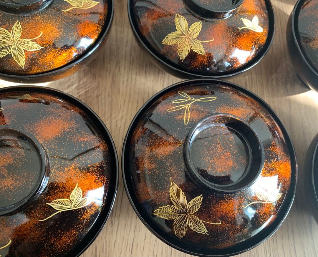 最終価格28日迄　沈金蒔絵木製吸物椀10客　時代物　アンティーク　珍品　お正月