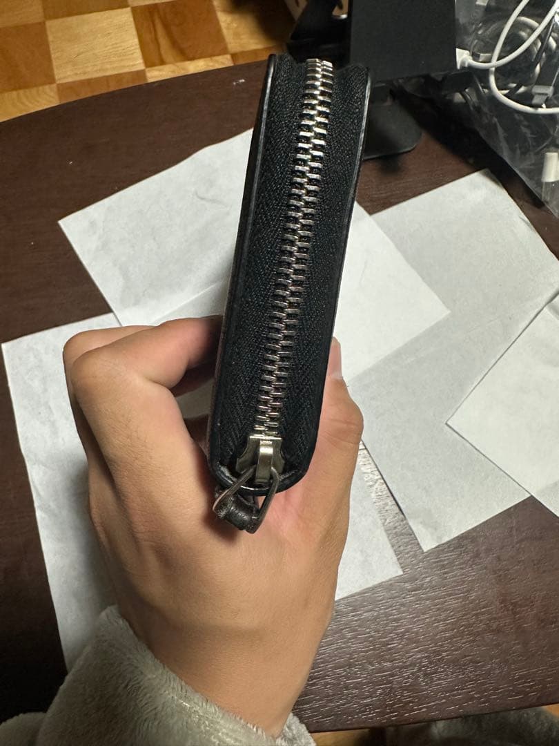 GUCCI 長財布 ダークグレー ストライプ