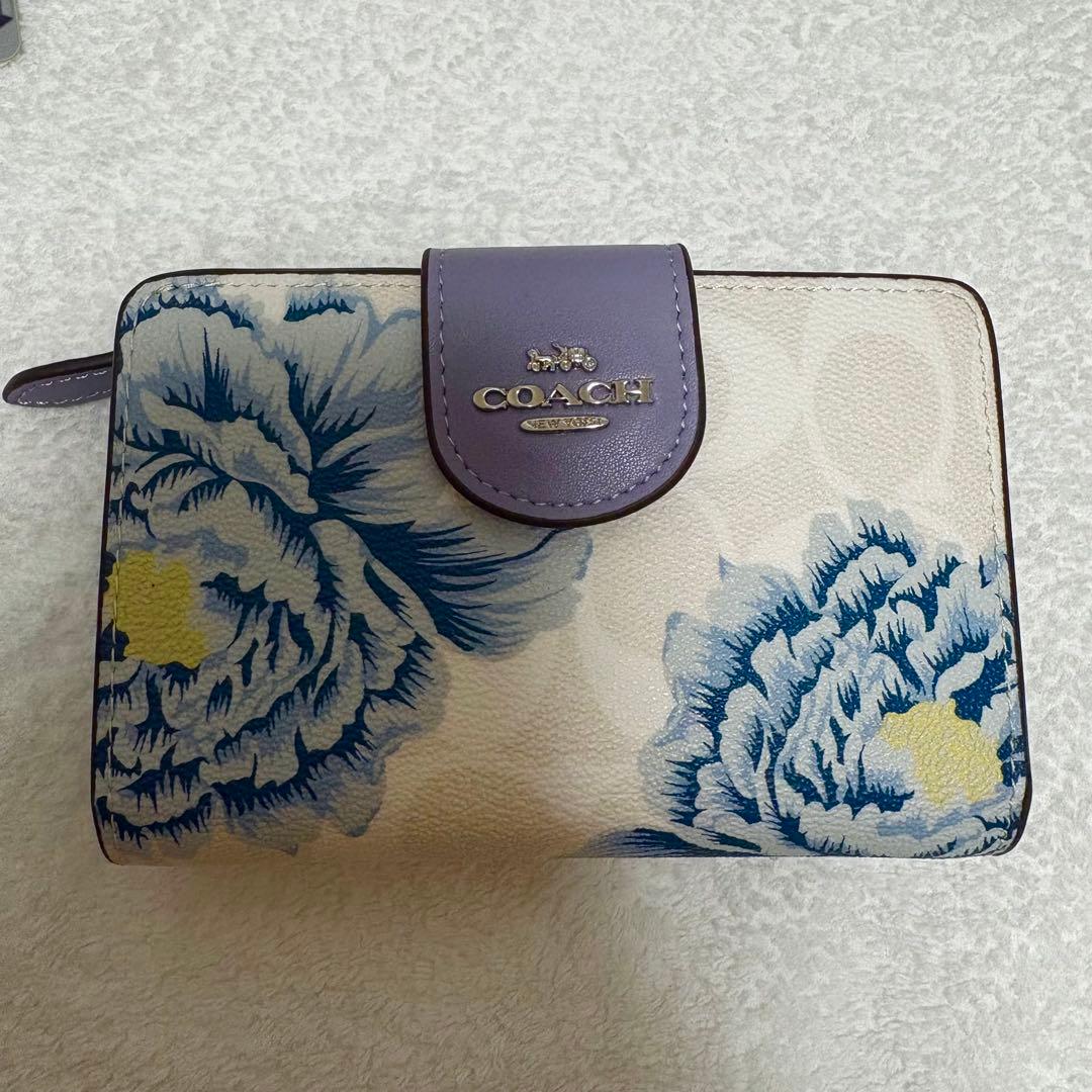 ❤️ラスト1点❤️ COACH 花柄 二つ折り財布 保存袋・箱付き