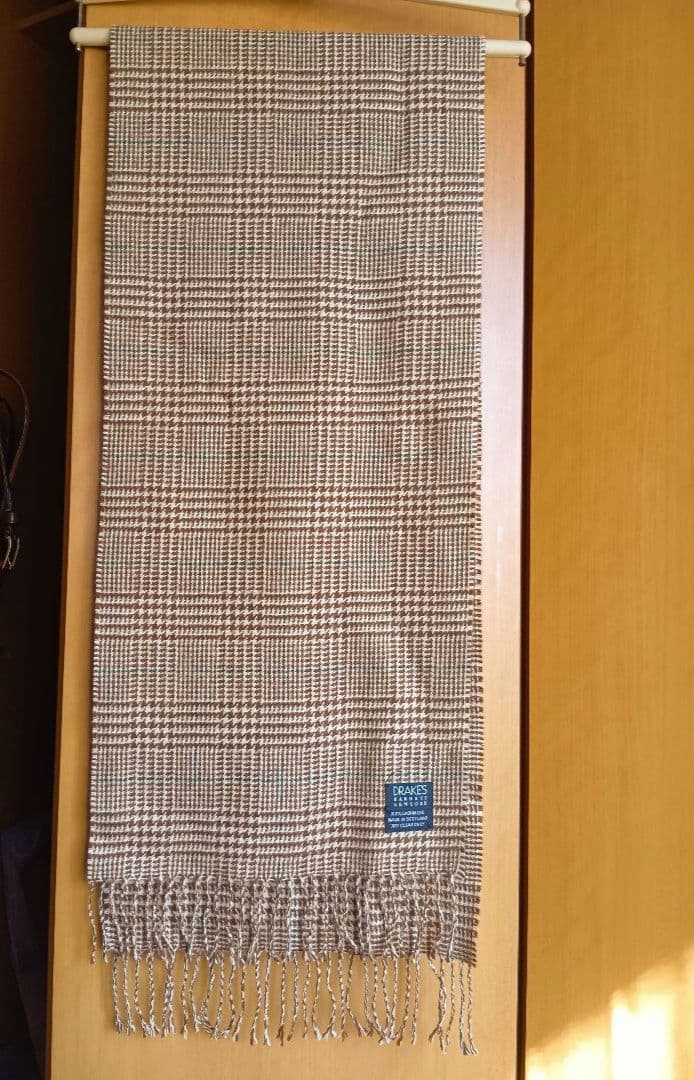 Drake's（ドレイクス）カシミヤマフラー ブラウン系グレンチェック