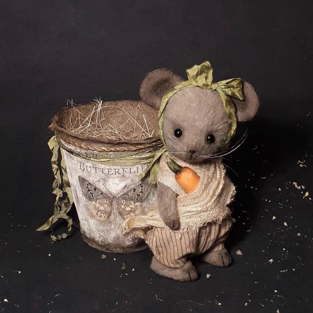にんじんと仔鼠 アーティストベア 海外作家様 ハンドメイド ロシア テディベア